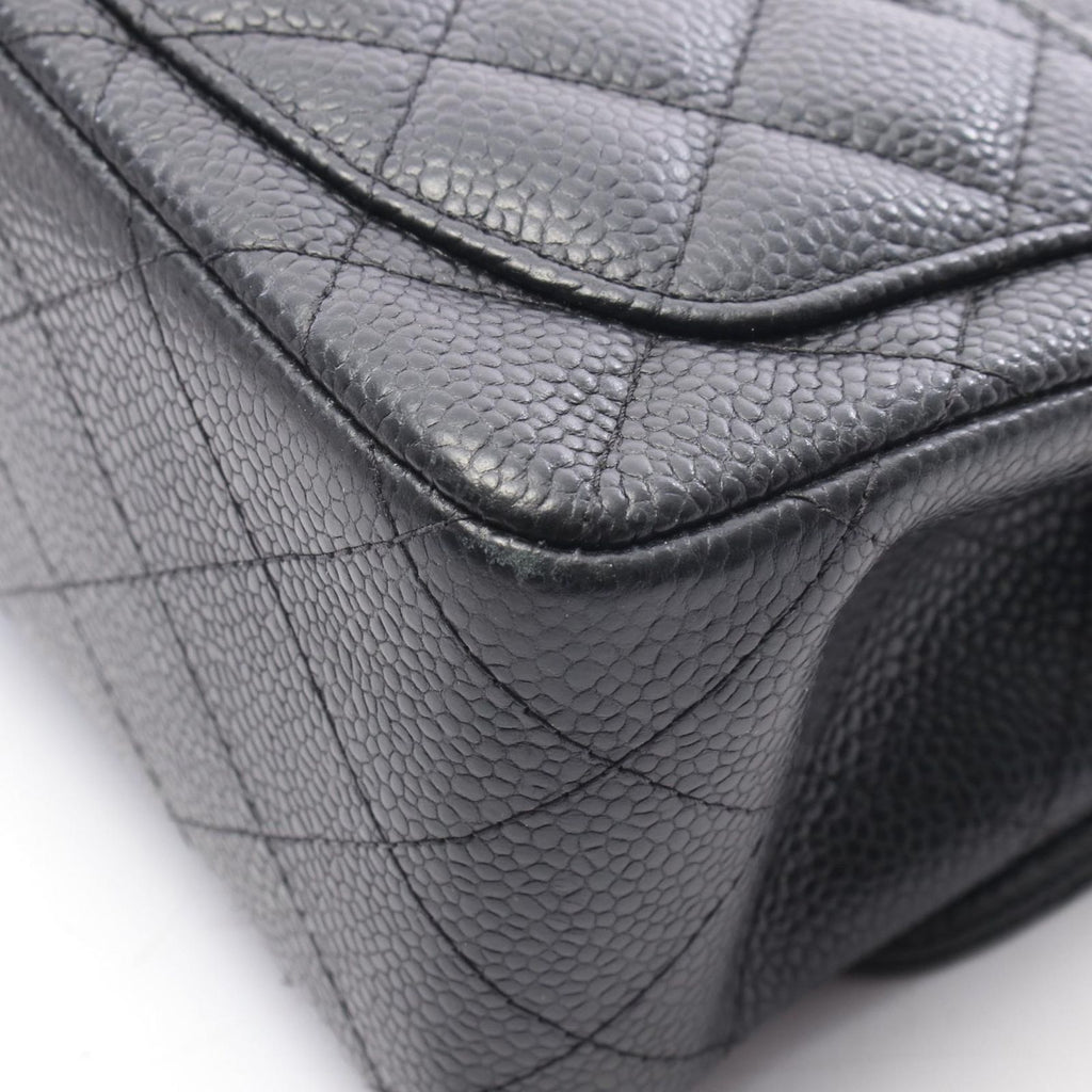 Chanel Shoulder Bag Mini Quilted Black Caviar Leather Chain — view 9