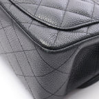 Chanel Shoulder Bag Mini Quilted Black Caviar Leather Chain — view 9
