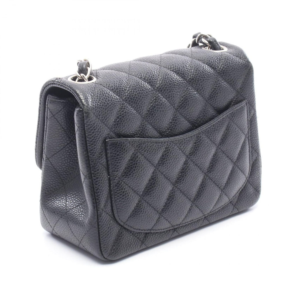 Chanel Shoulder Bag Mini Quilted Black Caviar Leather Chain — view 2