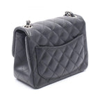 Chanel Shoulder Bag Mini Quilted Black Caviar Leather Chain — view 2