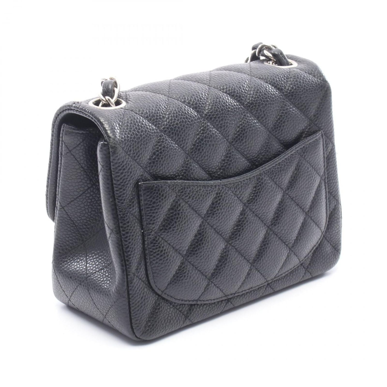 Chanel Shoulder Bag Mini Quilted Black Caviar Leather Chain — view 2