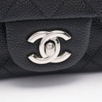 Chanel Shoulder Bag Mini Quilted Black Caviar Leather Chain — view 7