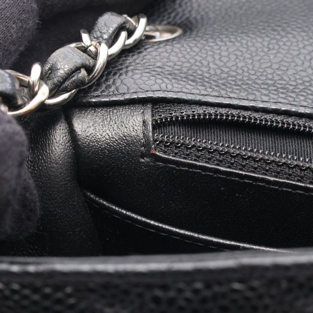Chanel Shoulder Bag Mini Quilted Black Caviar Leather Chain — view 6