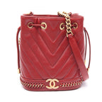 Chanel Shoulder Bag Chez Blanc Stitch Drawstring Wine Red Leather