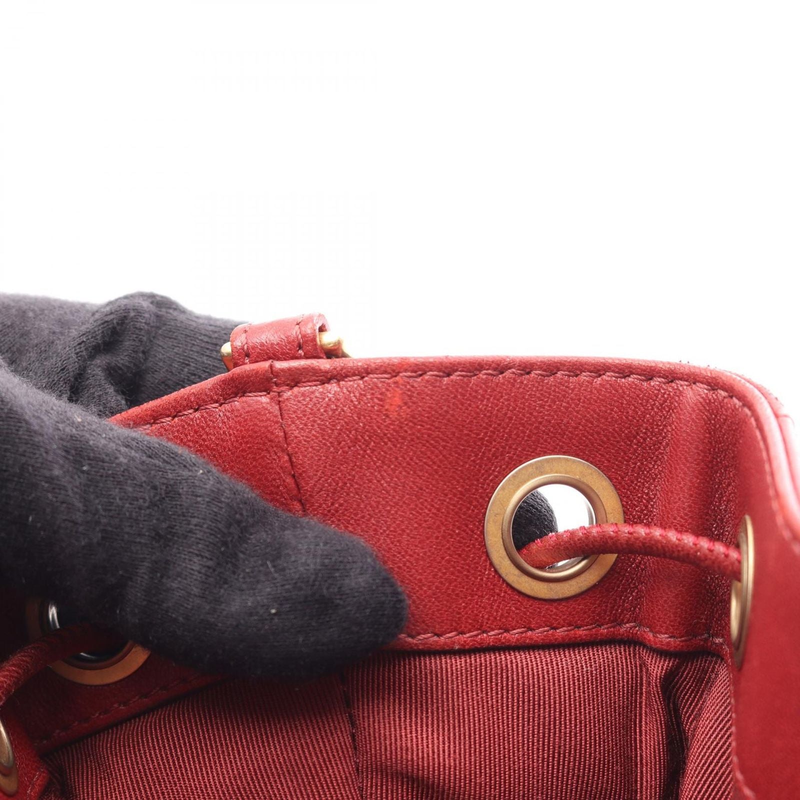 Chanel Shoulder Bag Chez Blanc Stitch Drawstring Wine Red Leather — view 8