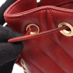 Chanel Shoulder Bag Chez Blanc Stitch Drawstring Wine Red Leather — view 9