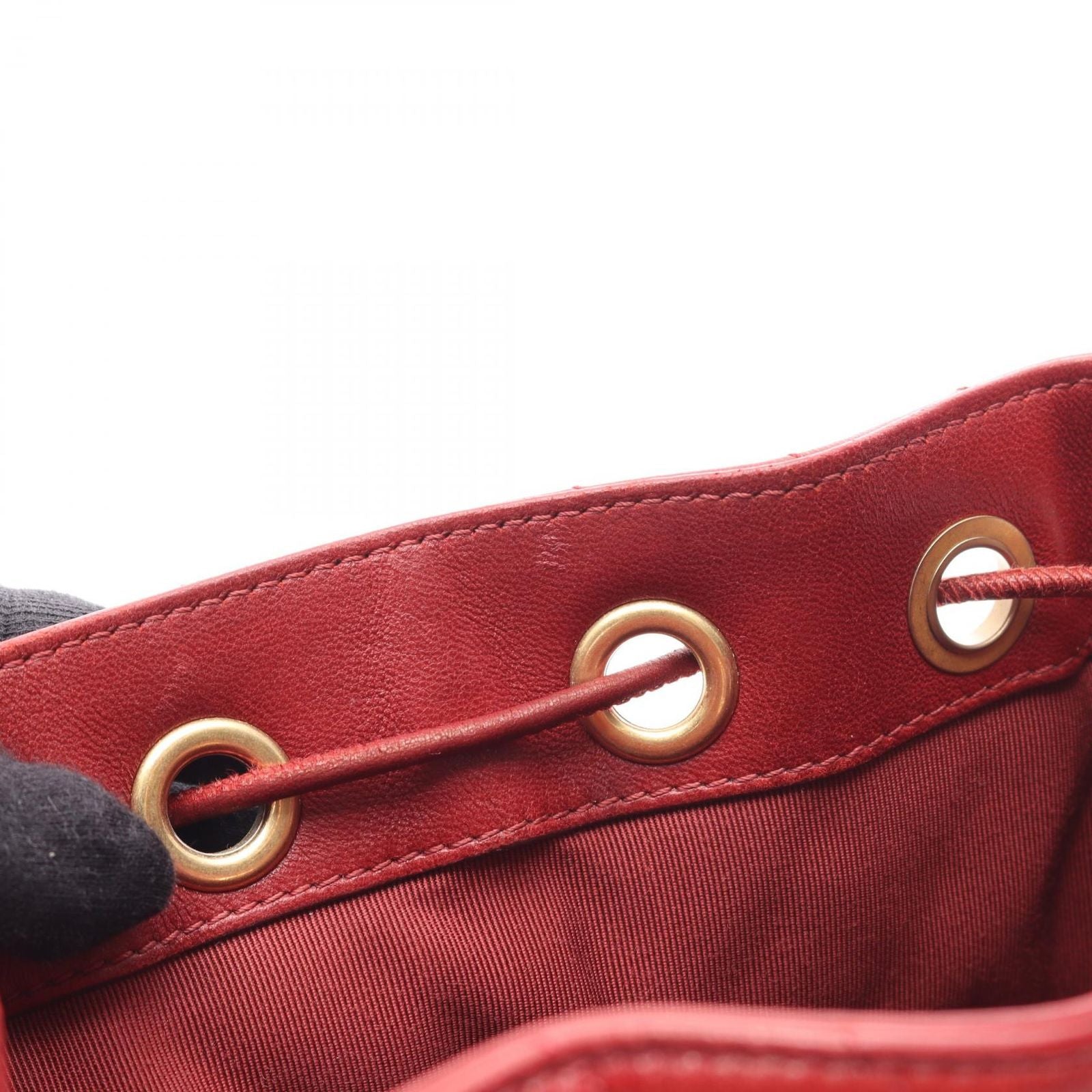 Chanel Shoulder Bag Chez Blanc Stitch Drawstring Wine Red Leather — view 7