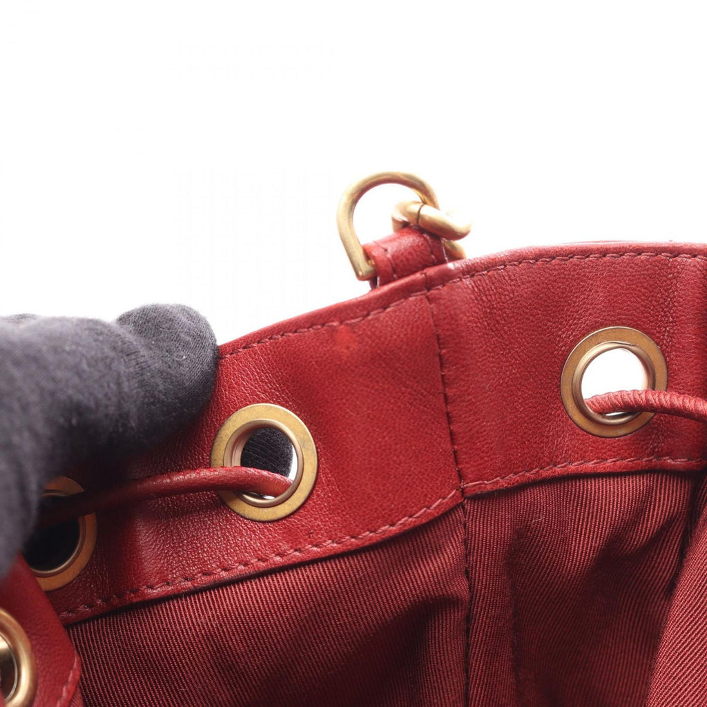 Chanel Shoulder Bag Chez Blanc Stitch Drawstring Wine Red Leather — view 6