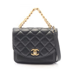 Chanel Shoulder Bag Quilted 2-Way Black Leather Caviar Small Chain