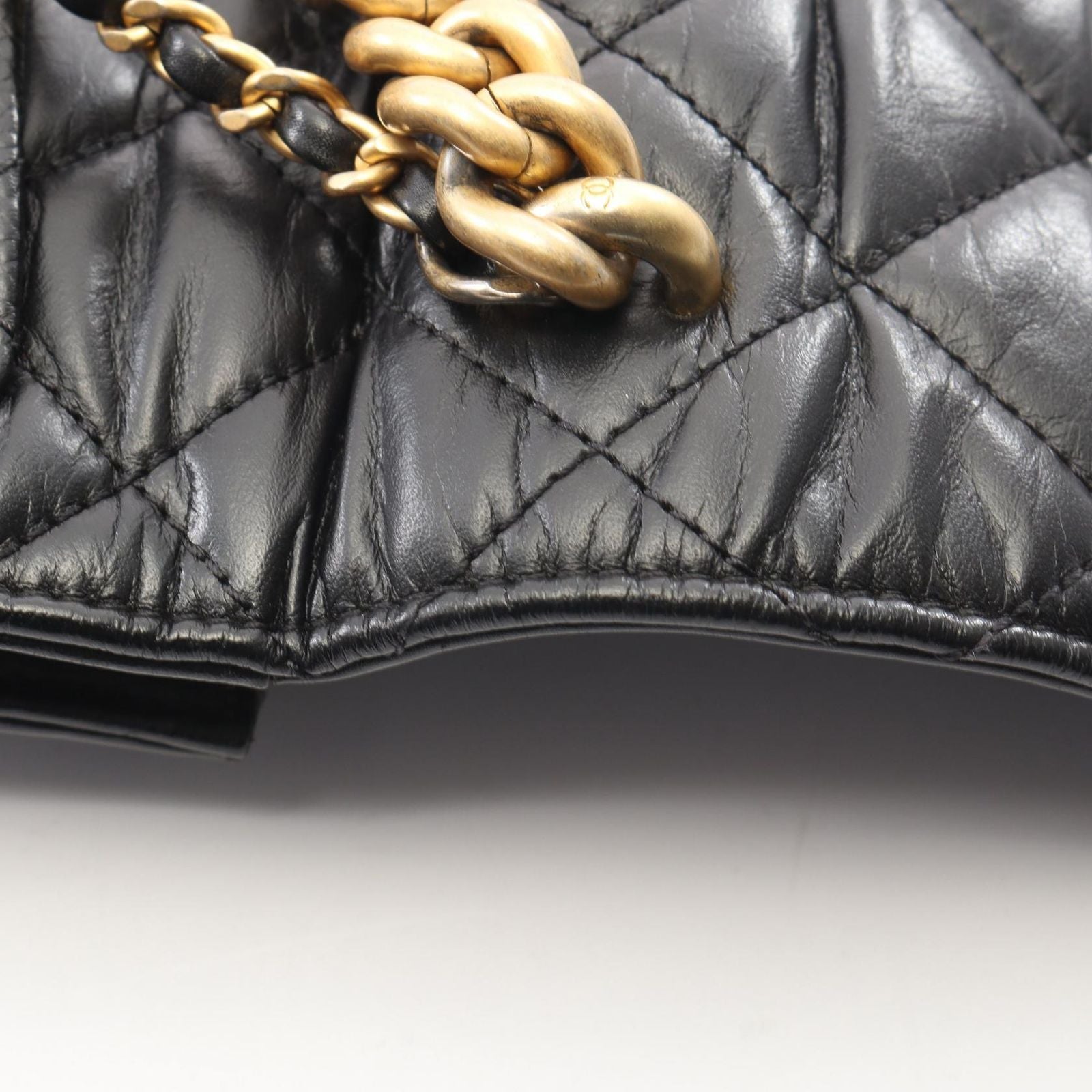Chanel Shoulder Bag Quilted 2-Way Black Leather Caviar Small Chain — view 6