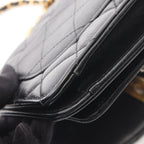 Chanel Shoulder Bag Quilted 2-Way Black Leather Caviar Small Chain — view 9