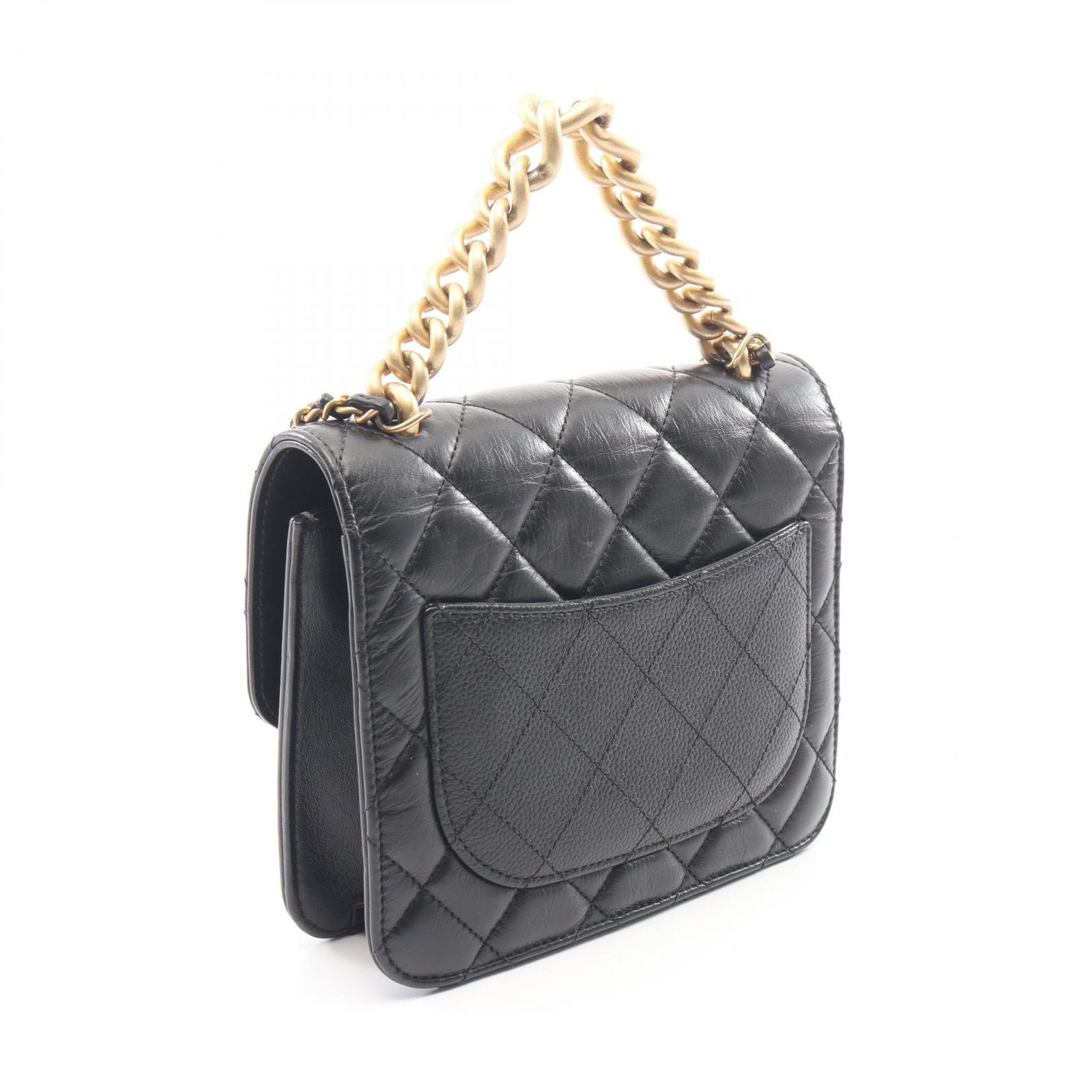 Chanel Shoulder Bag Quilted 2-Way Black Leather Caviar Small Chain — view 2