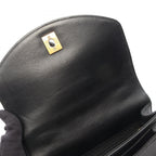 Chanel Shoulder Bag Quilted 2-Way Black Leather Caviar Small Chain — view 7