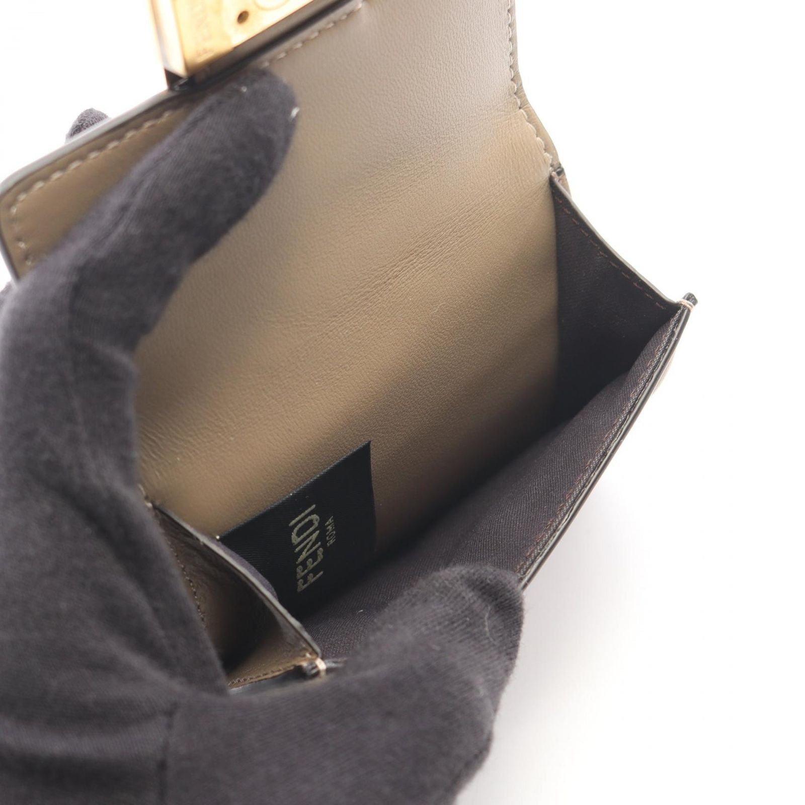 Fendi Trifold Wallet Baguette FF Logo Leather — view 4