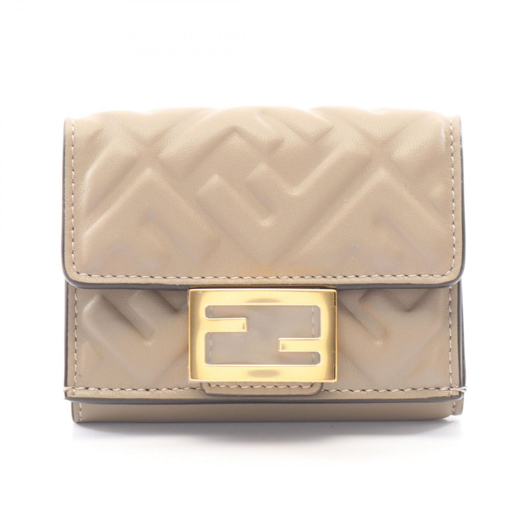 Fendi Trifold Wallet Baguette FF Logo Leather