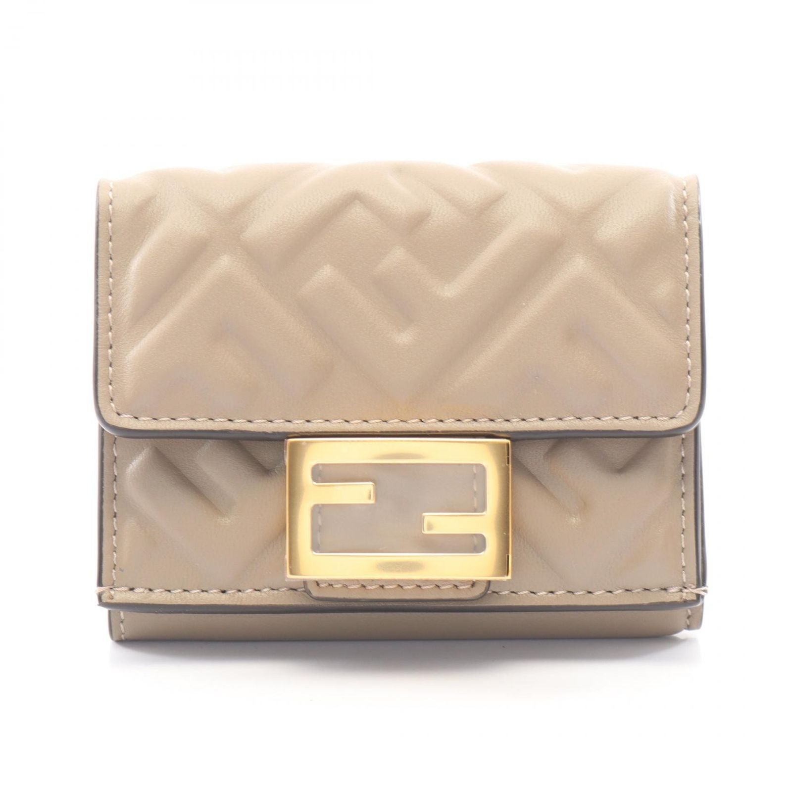 Fendi Trifold Wallet Baguette FF Logo Leather