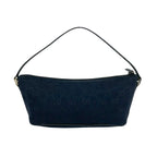 Gucci Logo Plate GG Pattern Canvas Leather Mini Handbag Pouch Black — view 3