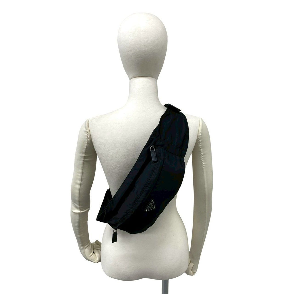 Prada Tessuto Nylon Saffiano Leather Belt Bag Waist Pouch Black — view 2