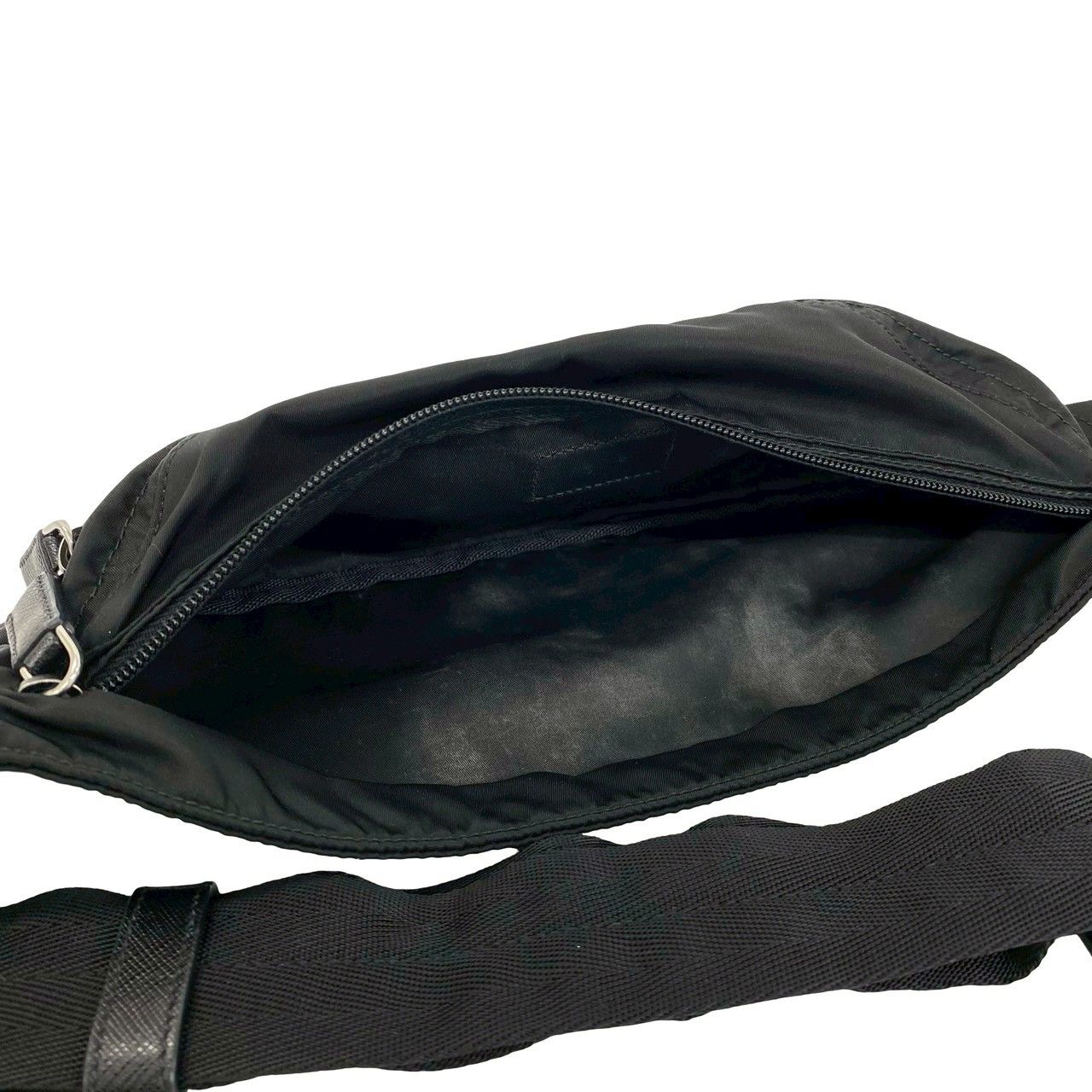 Prada Tessuto Nylon Saffiano Leather Belt Bag Waist Pouch Black — view 9