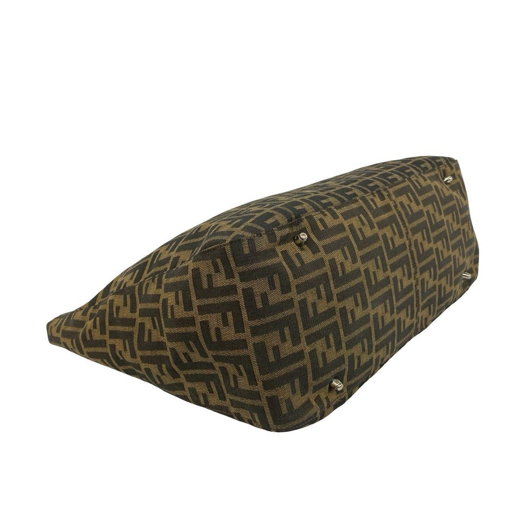 Fendi Zucca FF Pattern Canvas Leather Tote Business Brown — view 7