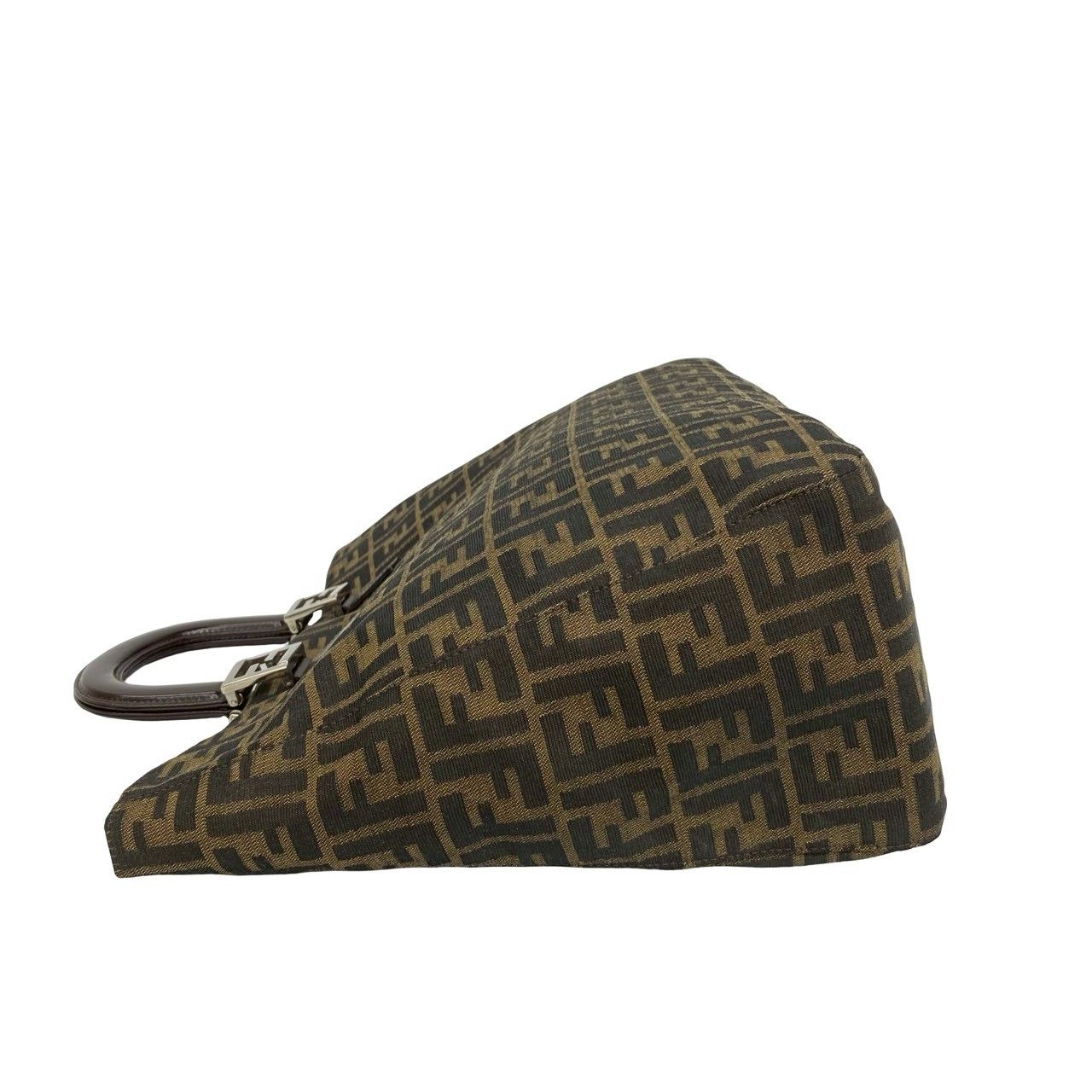 Fendi Zucca FF Pattern Canvas Leather Tote Business Brown — view 5