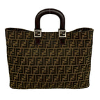 Fendi Zucca FF Pattern Canvas Leather Tote Business Brown — view 3