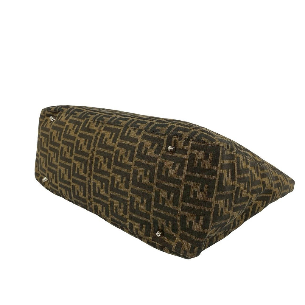 Fendi Zucca FF Pattern Canvas Leather Tote Business Brown — view 8