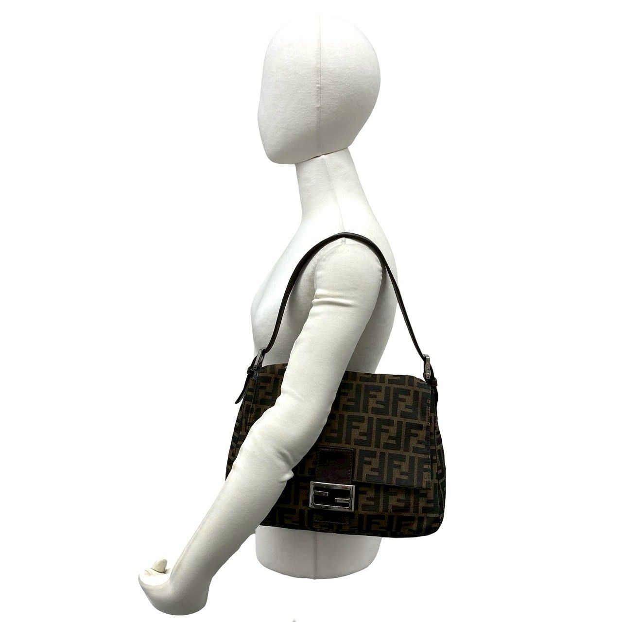 Fendi Mamma Bucket Zucca FF Pattern Canvas Leather Shoulder Bag Tote Brown — view 2