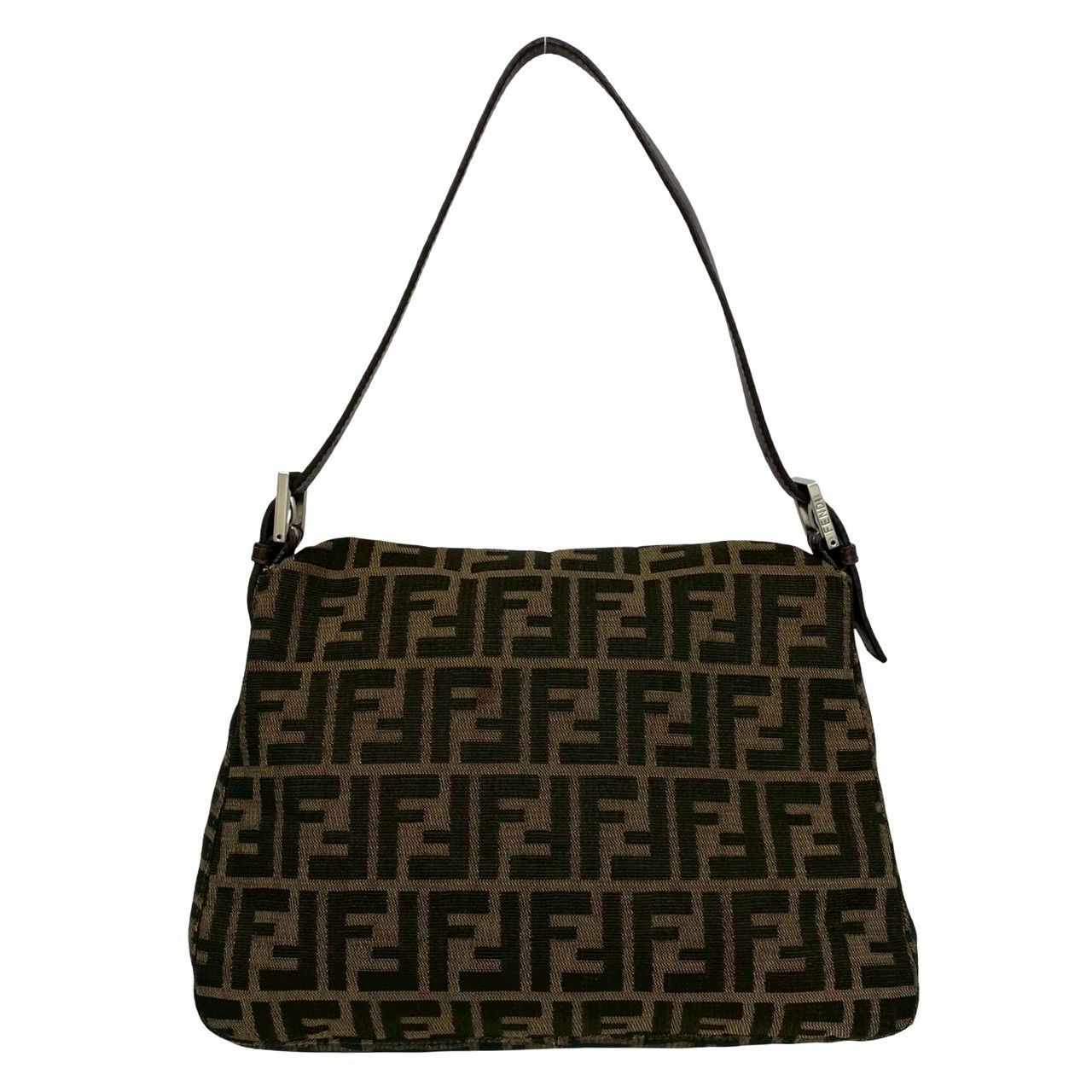 Fendi Mamma Bucket Zucca FF Pattern Canvas Leather Shoulder Bag Tote Brown — view 3