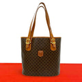 Celine Vintage Macadam Blason Triomphe Logo Leather Shoulder Bag Tote Brown