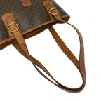 Celine Vintage Macadam Blason Triomphe Logo Leather Shoulder Bag Tote Brown — view 4