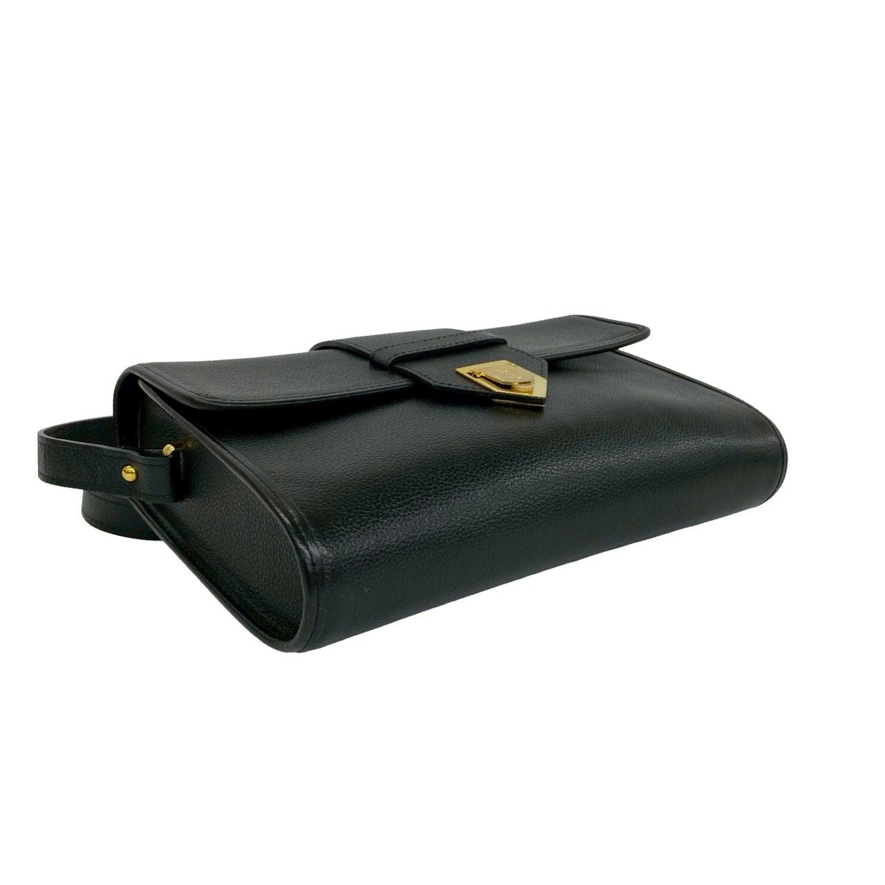 Saint Laurent YSL Logo Leather Shoulder Bag Pochette Black — view 7
