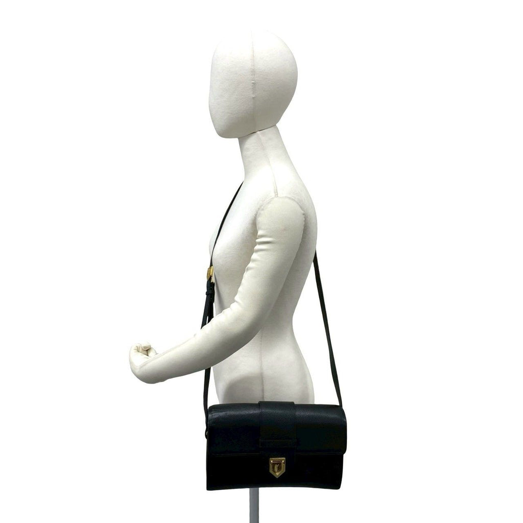 Saint Laurent YSL Logo Leather Shoulder Bag Pochette Black — view 2
