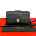 Saint Laurent YSL Logo Leather Shoulder Bag Pochette Black