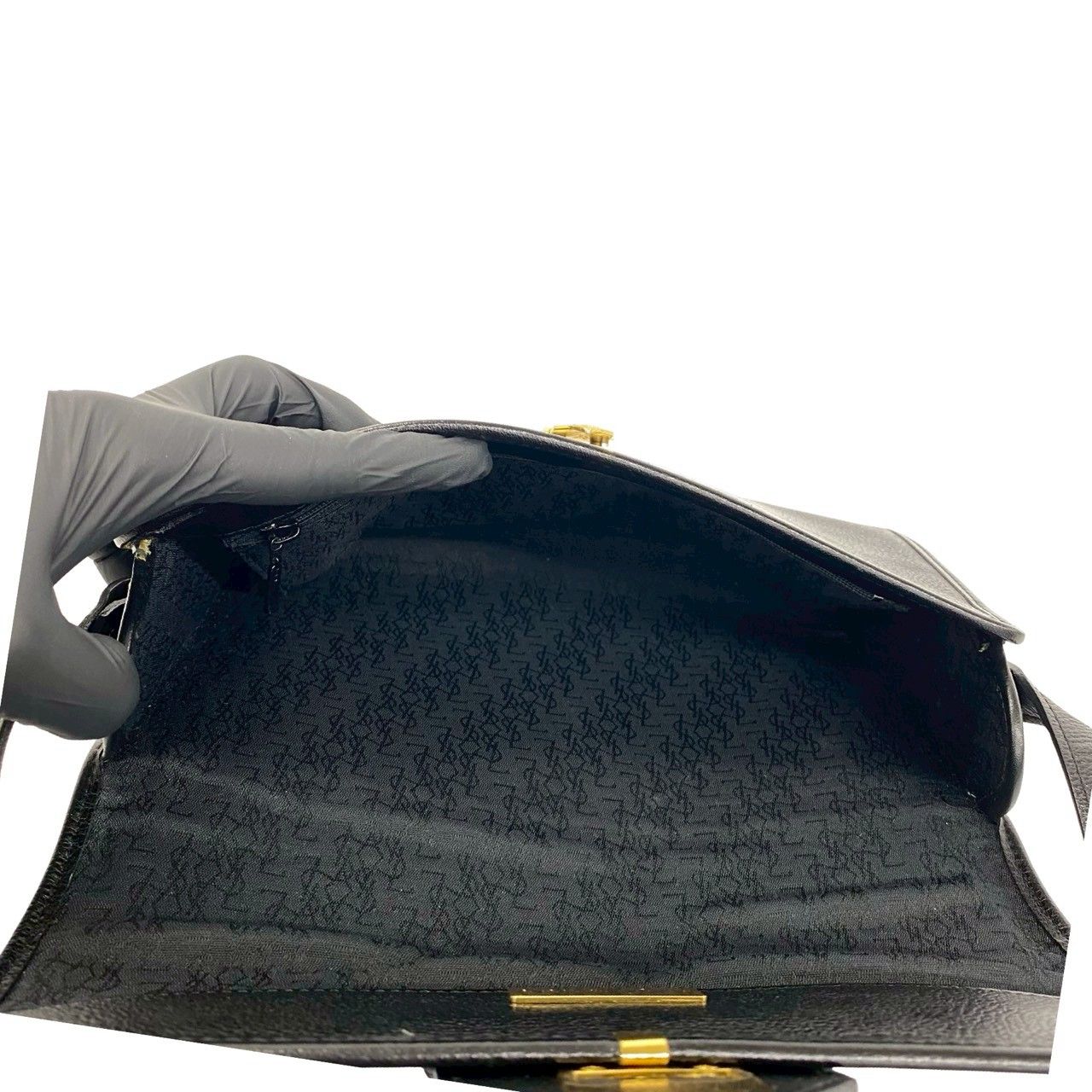Saint Laurent YSL Logo Leather Shoulder Bag Pochette Black — view 9