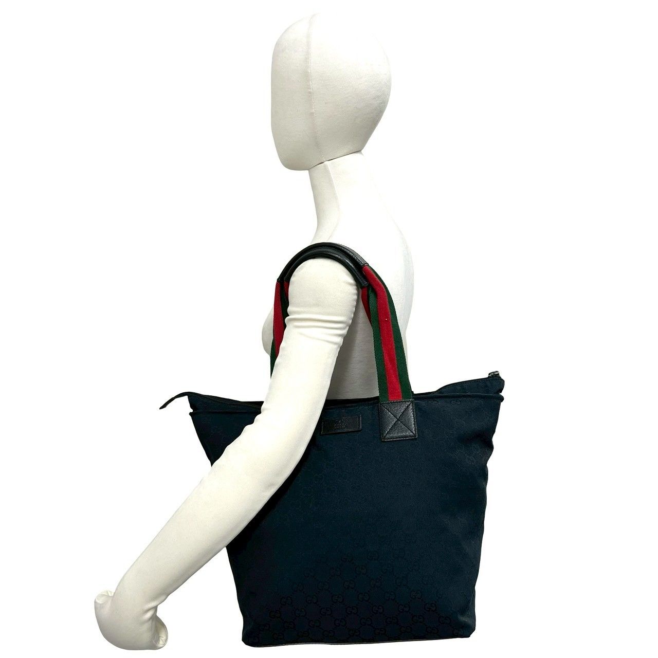 Gucci Sherry Line GG Canvas Leather Tote Business Black — view 2