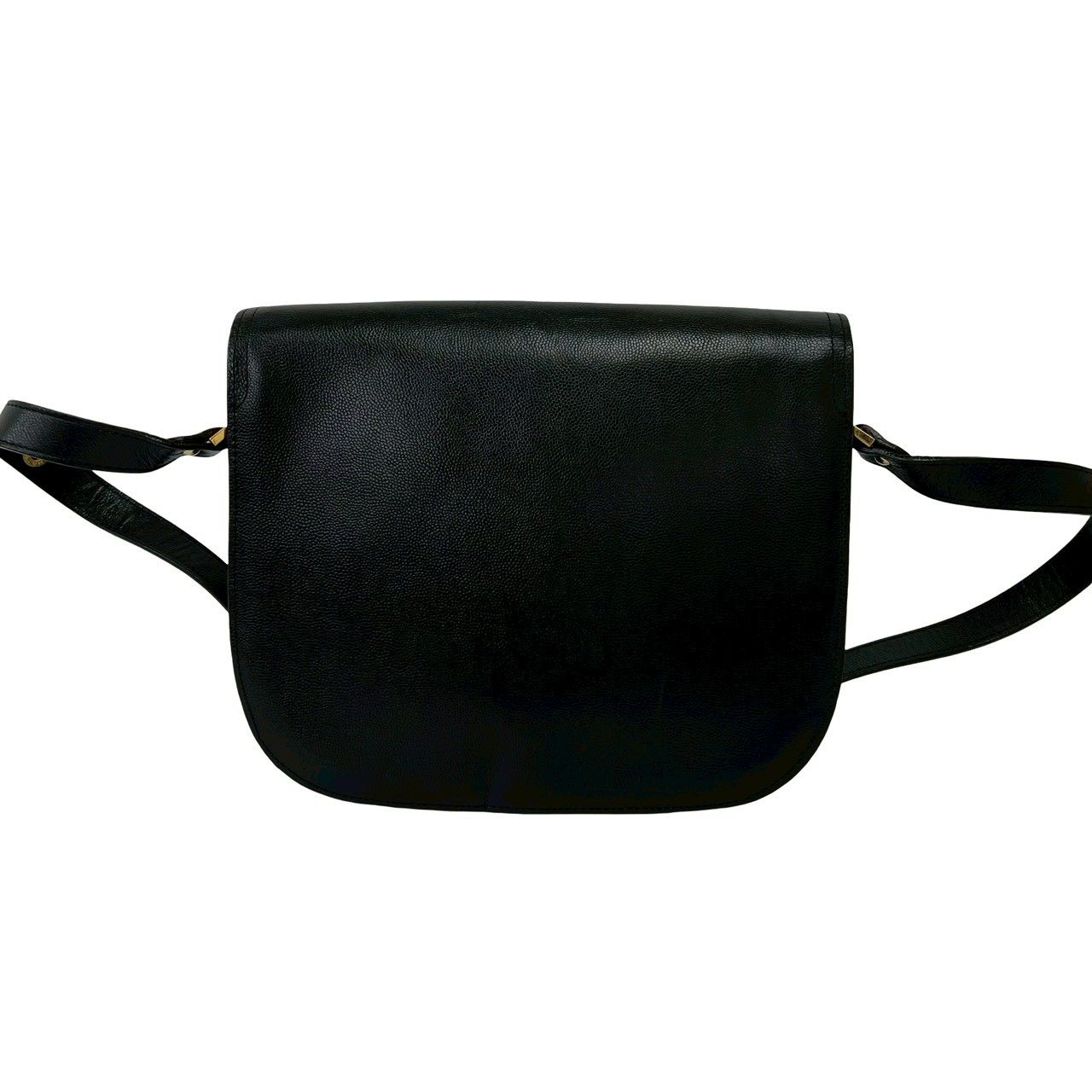 Saint Laurent Vintage YSL Logo Leather Shoulder Bag Semi Black — view 3
