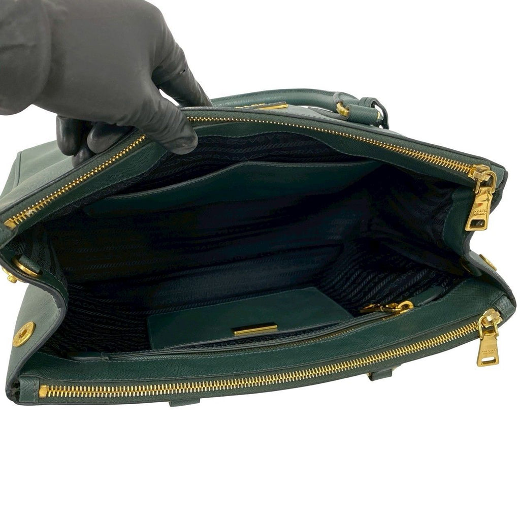 Prada Leather 2-Way Shoulder Bag Tote Green — view 9