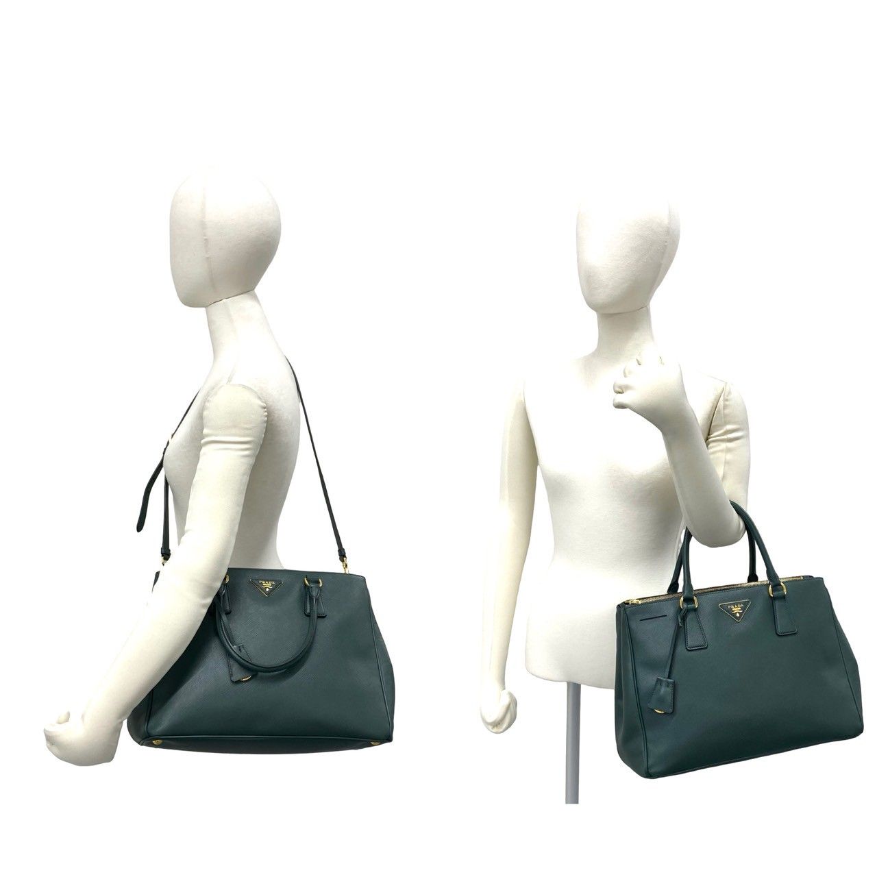 Prada Leather 2-Way Shoulder Bag Tote Green — view 3