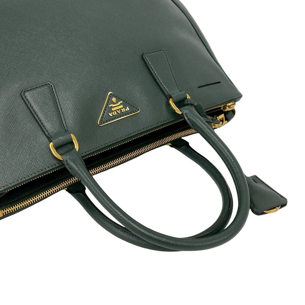 Prada Leather 2-Way Shoulder Bag Tote Green — view 4