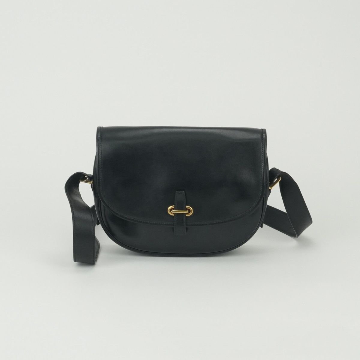 Hermes Balle de Golf Shoulder Bag Box Calf Noir Black Gold