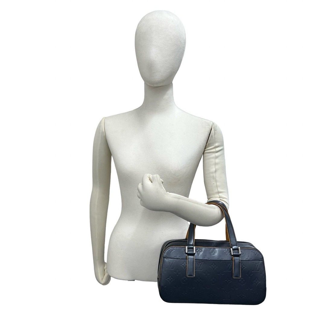 Louis Vuitton Shelton Monogram Matte Leather Mini Boston Bag Navy — view 2