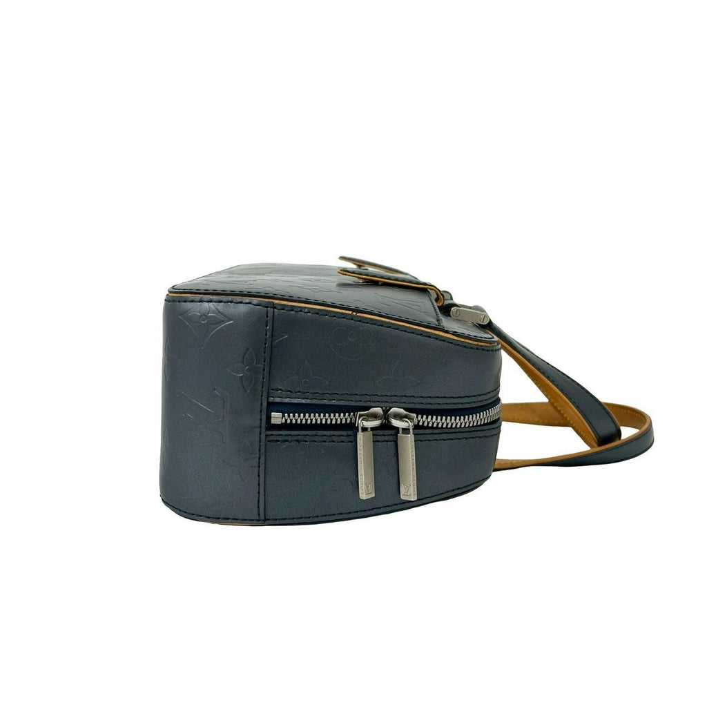 Louis Vuitton Shelton Monogram Matte Leather Mini Boston Bag Navy — view 6
