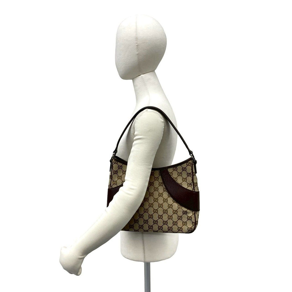 Gucci GG Pattern Canvas Leather Shoulder Bag Mini Tote Brown — view 2