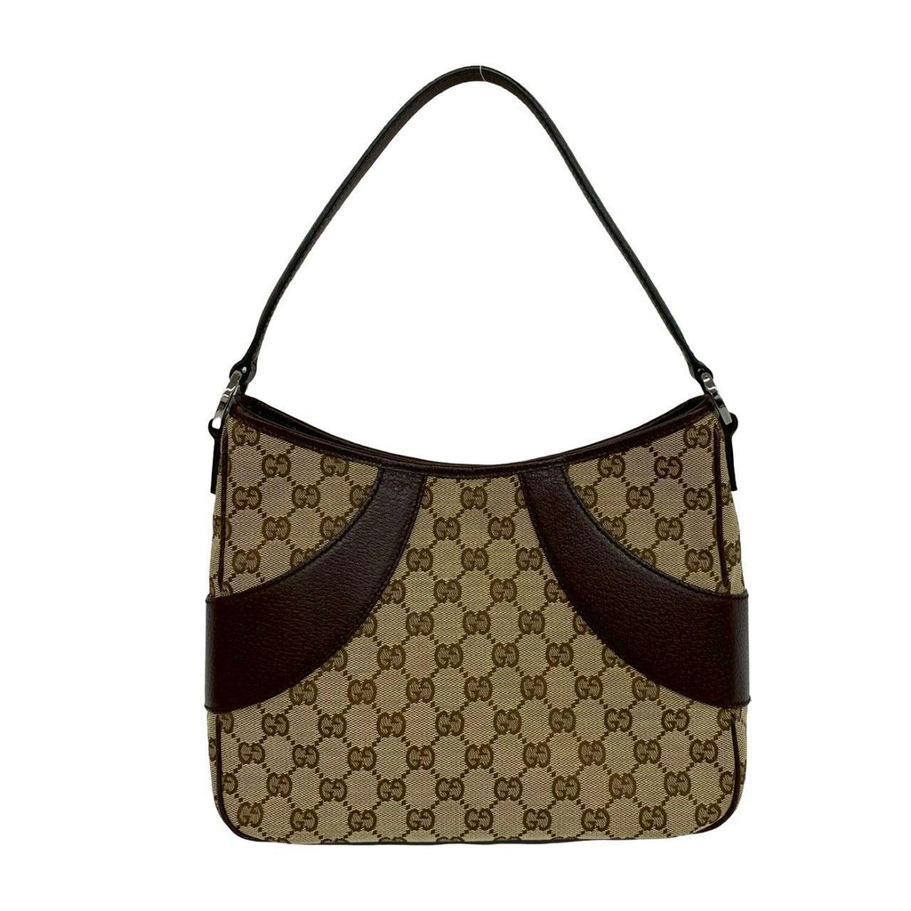 Gucci GG Pattern Canvas Leather Shoulder Bag Mini Tote Brown — view 3