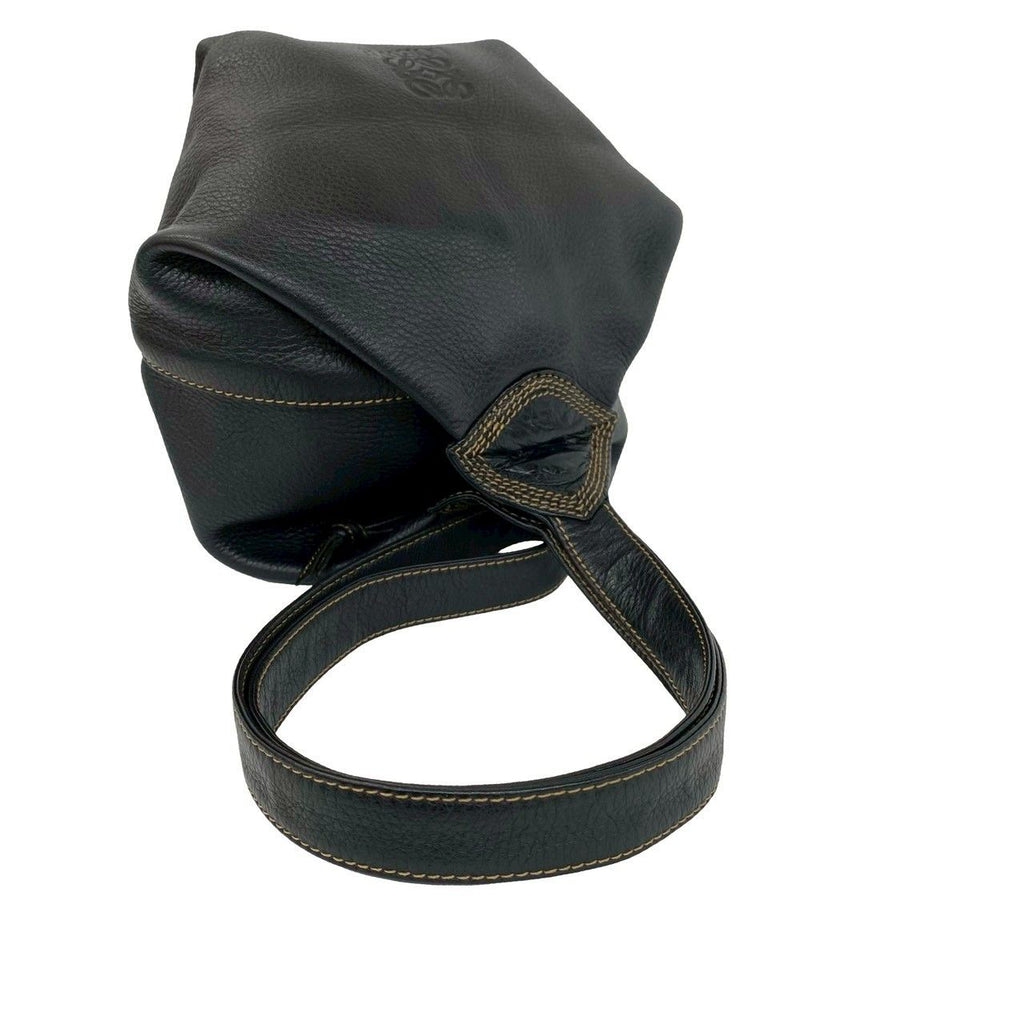 Loewe Vintage Anagram Logo Leather Shoulder Bag Mini Tote Black — view 4