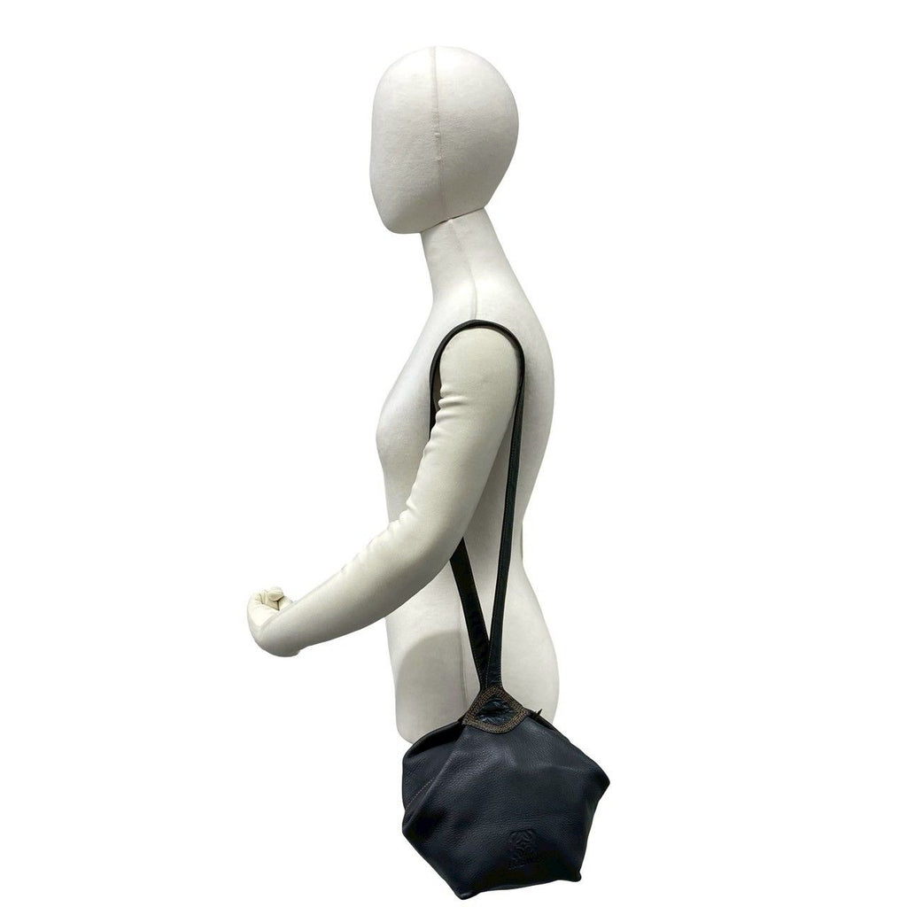 Loewe Vintage Anagram Logo Leather Shoulder Bag Mini Tote Black — view 2