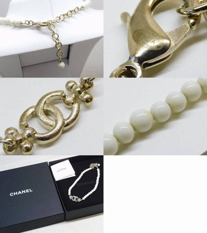 Chanel Choker CC Logo Necklace Gold White — view 4