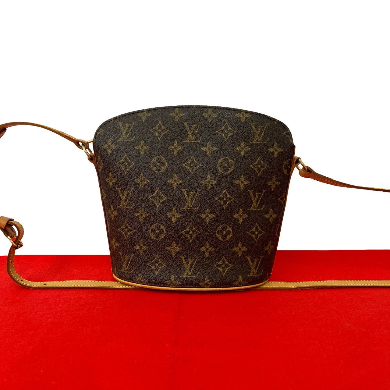Louis Vuitton Drew Monogram Leather Shoulder Bag Pochette Crossbody Brown