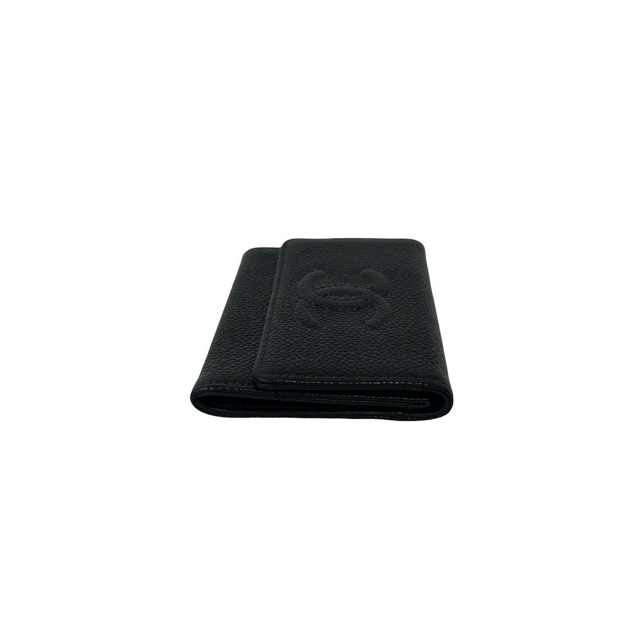 Chanel CC Logo Caviar Leather Card Case Business Holder Black — view 5